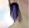 Picture of j: Beaded Fringe Earrings: Black + Blue