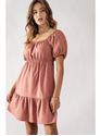Picture of Puff Sleeve Square Neck Tiered Mini Dress